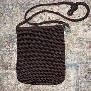 The Sak Crochet Crossbody Bag Brown Hand Knitted Small Messenger Purse